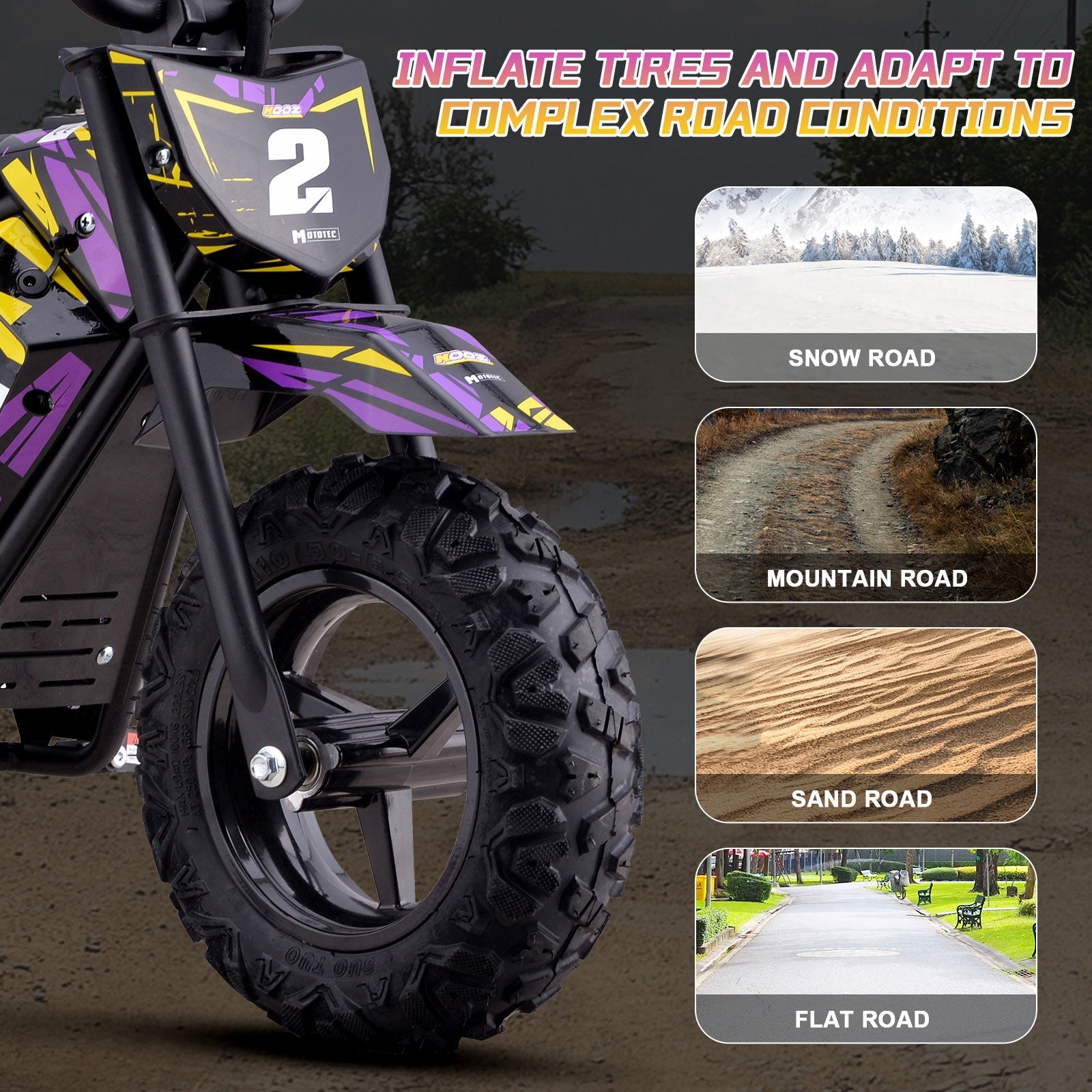 MotoTec | 24v 250w Electric Powered Mini Bike Purple | HP120E