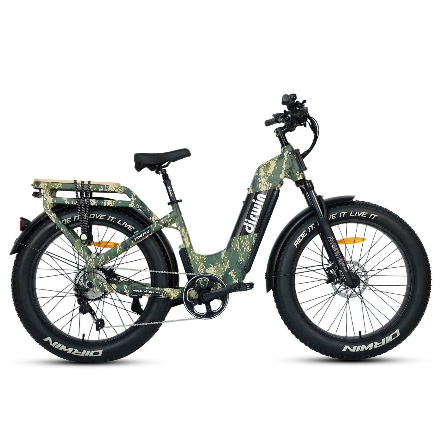 Dirwin Pioneer 2 Hunting Fat Tire Electric Bike - 30Ah, 750W (Peak 1000W), up to 120 miles range, hydraulic brakes, upto 28 MPH - 100% Financing Available!