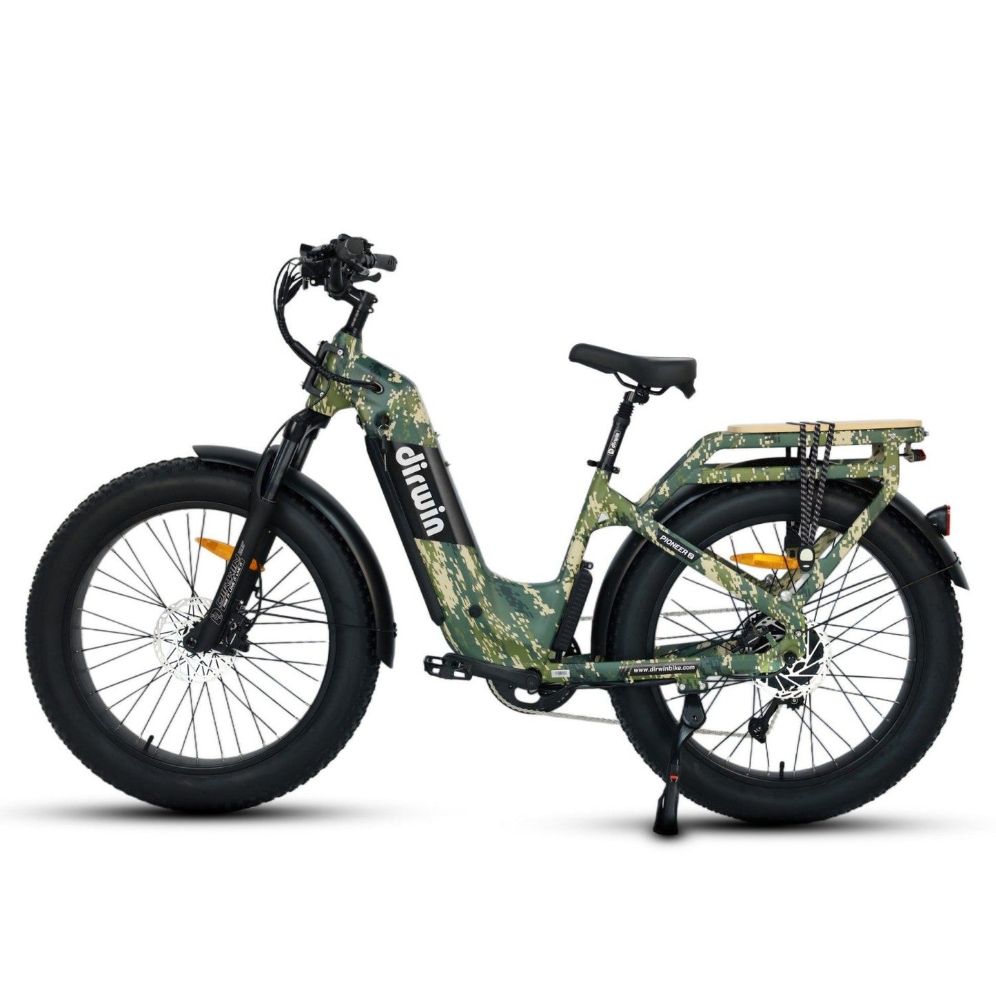 Dirwin Pioneer 2 Hunting Fat Tire Electric Bike - 30Ah, 750W (Peak 1000W), up to 120 miles range, hydraulic brakes, upto 28 MPH - 100% Financing Available!