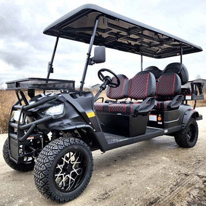 6 Seater Limo Renegade Electric Golf Cart Family Fun 48v 5000 Watt High Power Golf Cart - RED