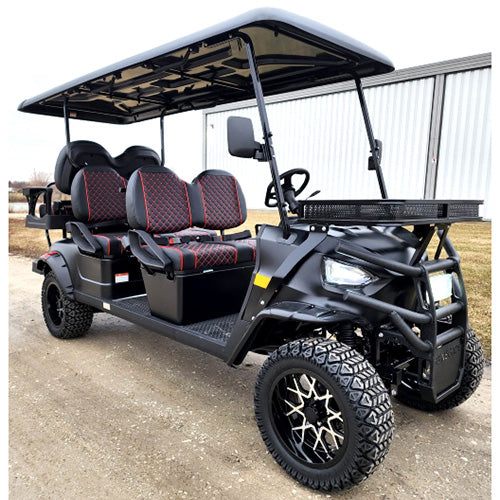 6 Seater Limo Renegade Electric Golf Cart Family Fun 48v 5000 Watt High Power Golf Cart - RED