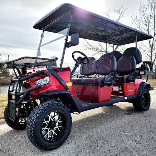 6 Seater Limo Renegade Electric Golf Cart Family Fun 48v 5000 Watt High Power Golf Cart - RED