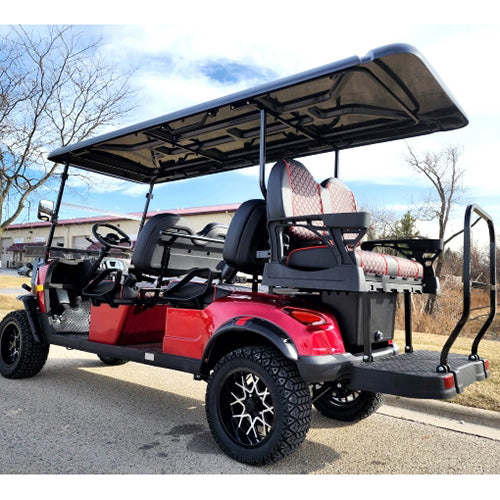 6 Seater Limo Renegade Electric Golf Cart Family Fun 48v 5000 Watt High Power Golf Cart - RED