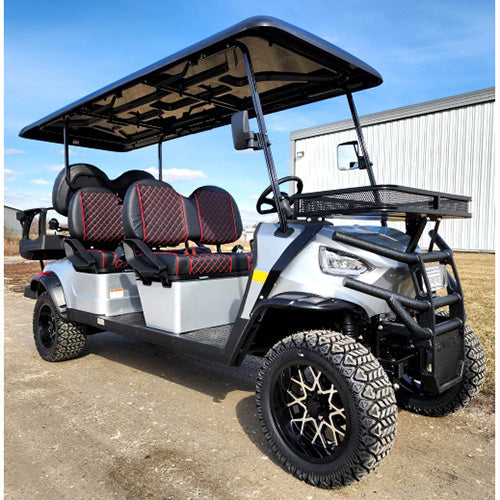 6 Seater Limo Renegade Electric Golf Cart Family Fun 48v 5000 Watt High Power Golf Cart - RED
