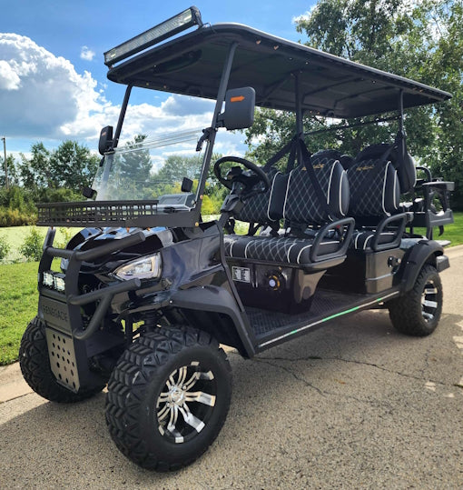 GSI - 6 Seater Limo Renegade Electric Golf Cart Family Fun 72v 4000 Watt High Power Golf Cart - RED