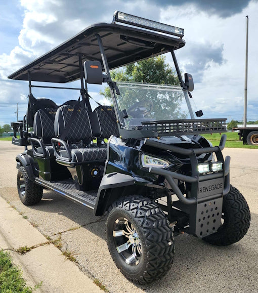 GSI - 6 Seater Limo Renegade Electric Golf Cart Family Fun 72v 4000 Watt High Power Golf Cart - RED