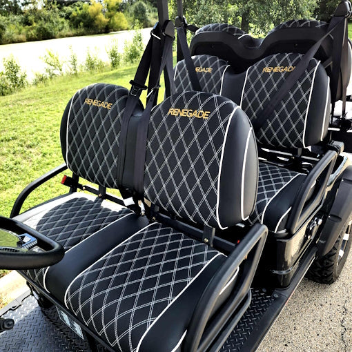 GSI - 6 Seater Limo Renegade Electric Golf Cart Family Fun 72v 4000 Watt High Power Golf Cart - RED