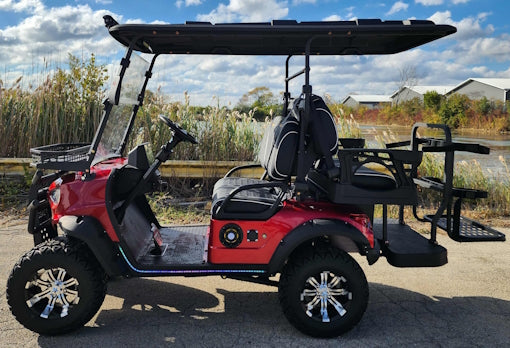 4 Seater Renegade V3 Electric Golf Cart Family Fun 72v 4000 Watt High Power Golf Cart - RED