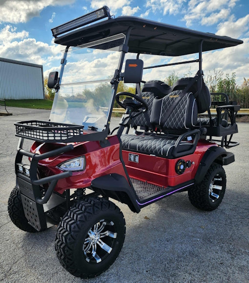 4 Seater Renegade V3 Electric Golf Cart Family Fun 72v 4000 Watt High Power Golf Cart - RED
