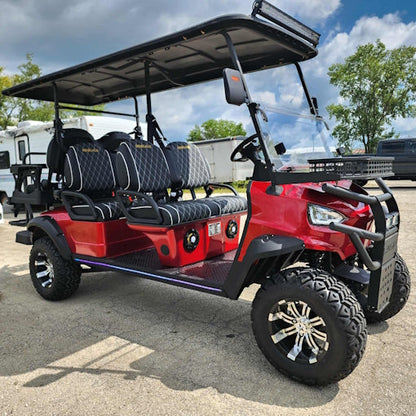GSI - 6 Seater Limo Renegade Electric Golf Cart Family Fun 72v 4000 Watt High Power Golf Cart - RED