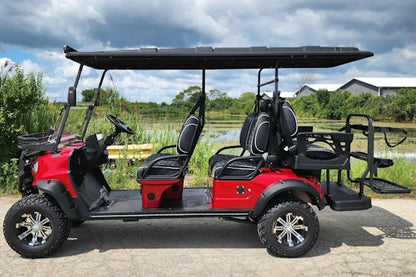 GSI - 6 Seater Limo Renegade Electric Golf Cart Family Fun 72v 4000 Watt High Power Golf Cart - RED