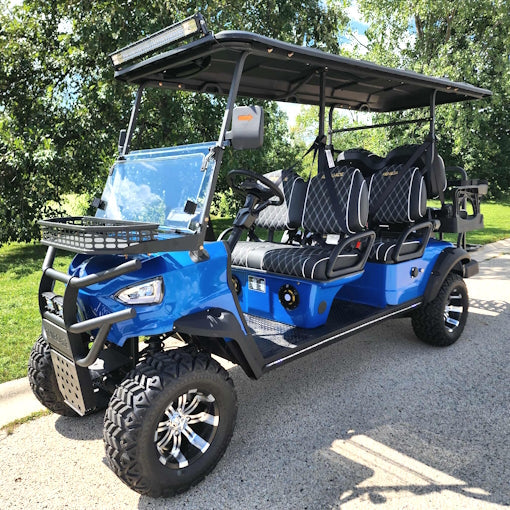 GSI - 6 Seater Limo Renegade Electric Golf Cart Family Fun 72v 4000 Watt High Power Golf Cart - RED