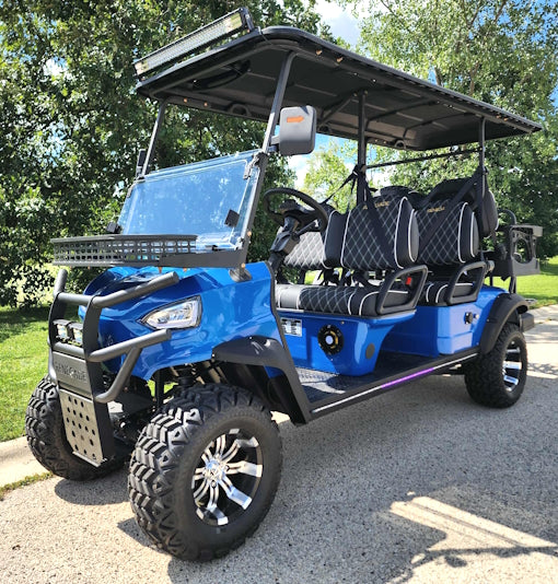 GSI - 6 Seater Limo Renegade Electric Golf Cart Family Fun 72v 4000 Watt High Power Golf Cart - RED