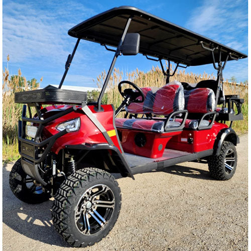 48V Electric Golf Cart 6 Seater Lifted Renegade+ Edition Utility Golf UTV Compare To Coleman Kandi 6p - Red