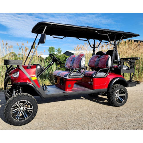 48V Electric Golf Cart 6 Seater Lifted Renegade+ Edition Utility Golf UTV Compare To Coleman Kandi 6p - Red