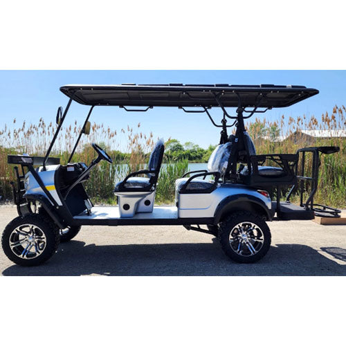 48V Electric Golf Cart 6 Seater Lifted Renegade+ Edition Utility Golf UTV Compare To Coleman Kandi 6p - Silver