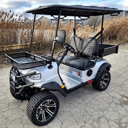 48V Electric Renegade Plus 2.0 48v Two Seater Lifted Electric Golf Cart With Utility Box - Silver