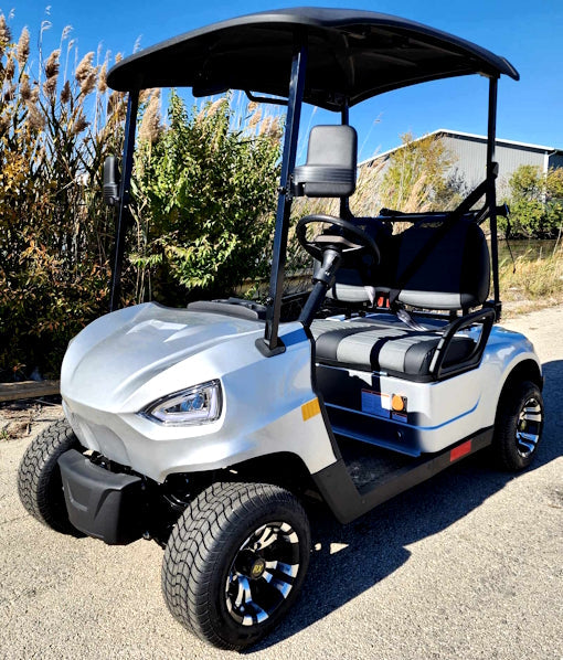 48V Electric Golf Cart 2 Seater Renegade X Edition Golf Cart w/ Golf Bag Holder - SILVER