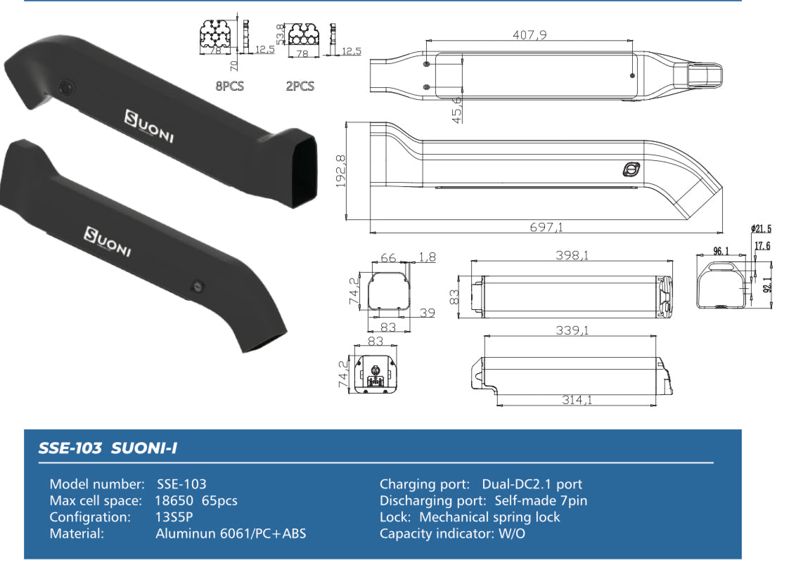 Eunorau | 48V15Ah/17Ah Replace&Upgrade Battery | SN-48-15