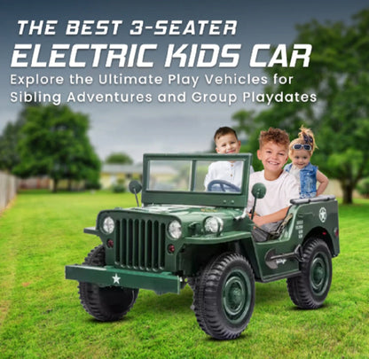 Kids Electric Mini Ride on Jeep with 03 Seats For Siblings joy Rides Age 3-7 Years