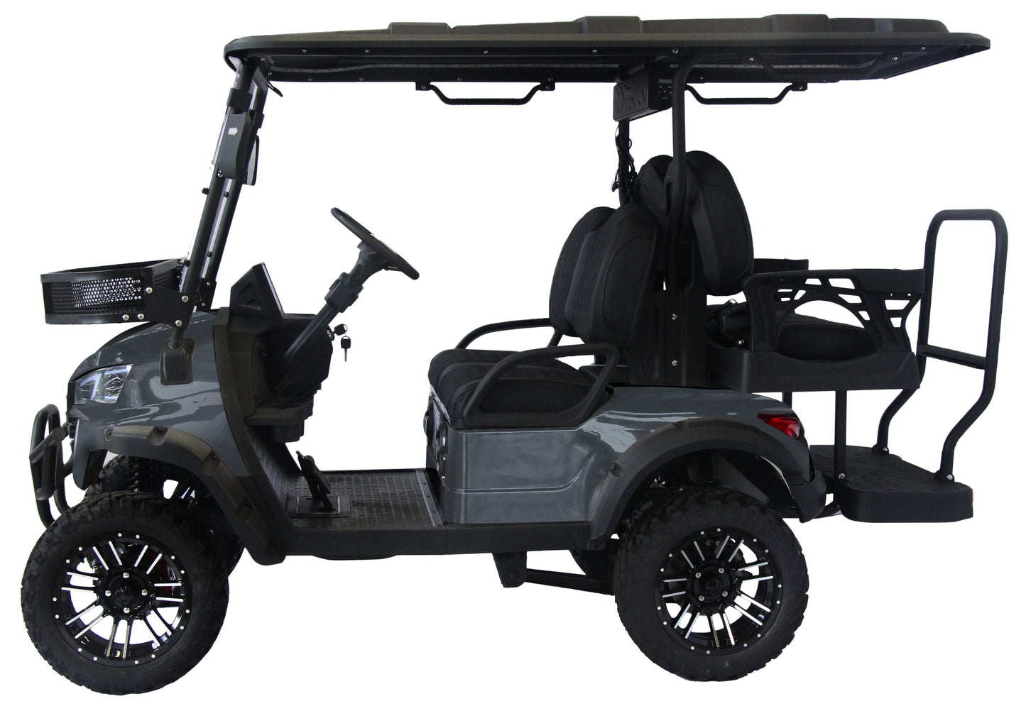 Trailmaster TBM X4, 48V Electric Golf Cart, Four Passenger, Electromagnetic Braking, Custom Rims, Lifted, Ground Effects LED lights, 10.5 LED Display, 48 Mile range, High/Low Trans