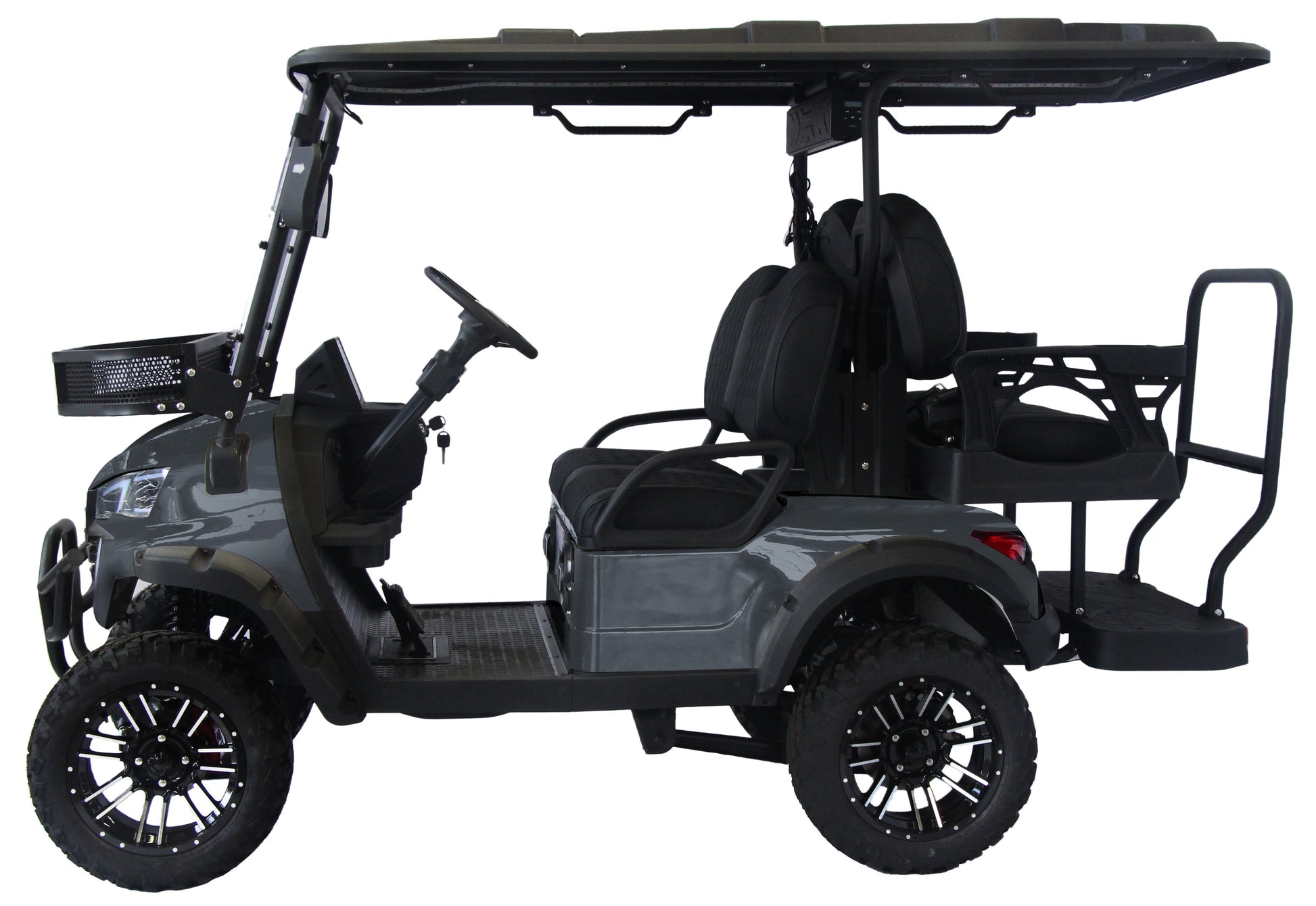 Trailmaster TBM X4, 48V Electric Golf Cart, Four Passenger, Electromagnetic Braking, Custom Rims, Lifted, Ground Effects LED lights, 10.5 LED Display, 48 Mile range, High/Low Trans