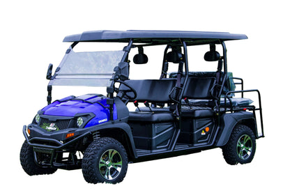 Taurus 80ED GV 6 seat, 72 volt, Rear seat flips over for storage, extended roof, McPherson Strut suspension