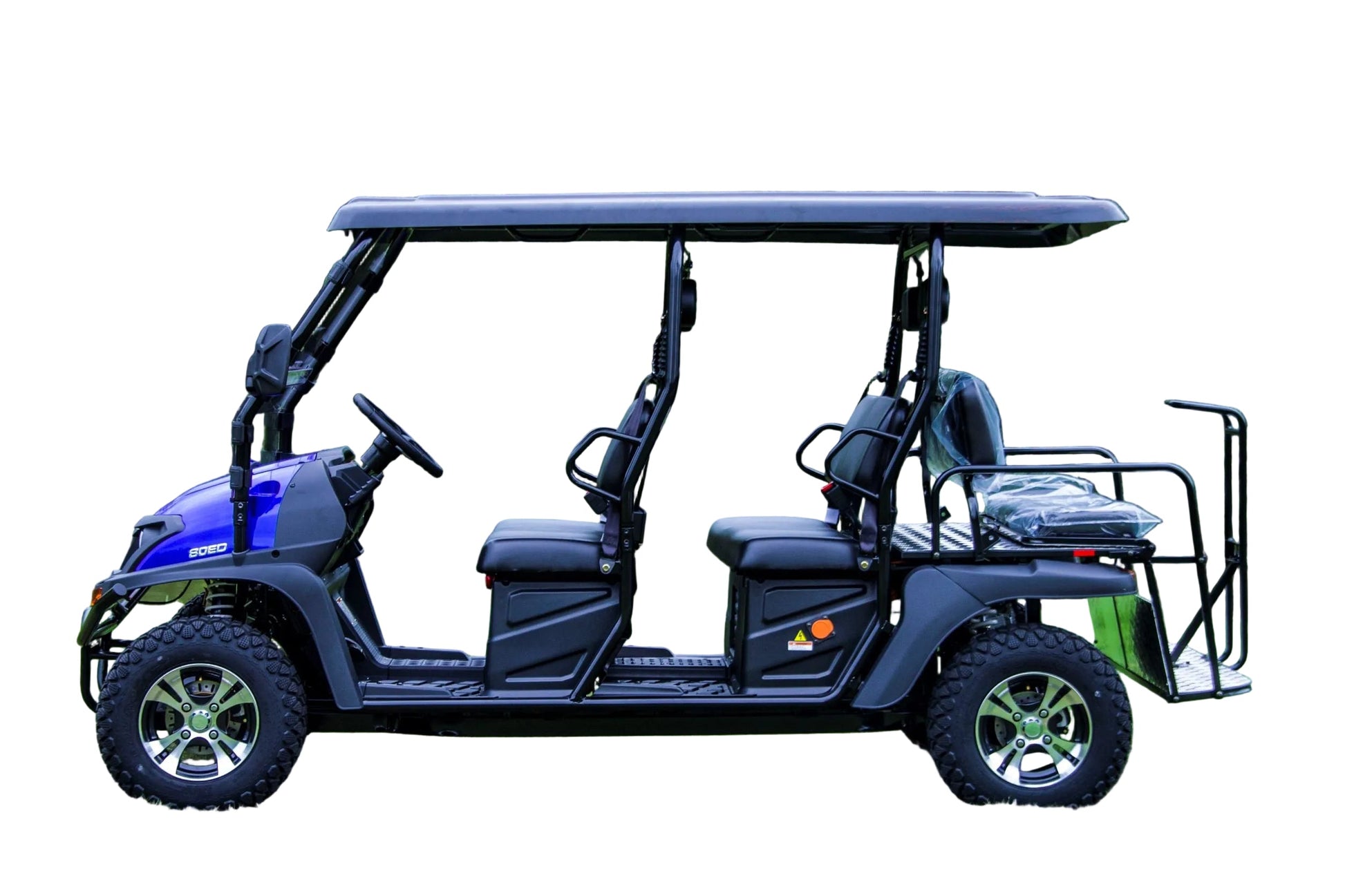 Taurus 80ED GV 6 seat, 72 volt, Rear seat flips over for storage, extended roof, McPherson Strut suspension