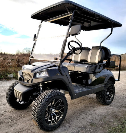 Terminator 48v Electric Golf Cart Four Seater - Massive Rims/Tires Flip Seat & Optionally Fully Loaded - Black Demo Model
