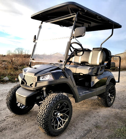 Terminator 48v Electric Golf Cart Four Seater - Massive Rims/Tires Flip Seat & Optionally Fully Loaded - Black Demo Model