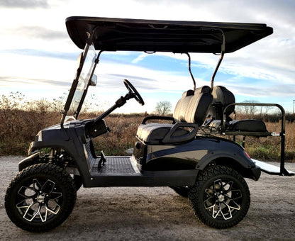 Terminator 48v Electric Golf Cart Four Seater - Massive Rims/Tires Flip Seat & Optionally Fully Loaded - Black Demo Model