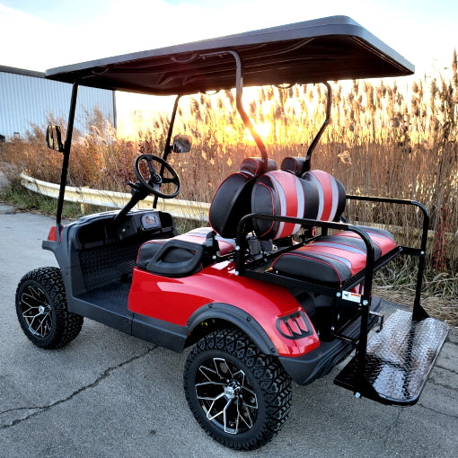 Terminator 48v Electric Golf Cart Four Seater BRAND NEW - Massive Rims/Tires Flip Seat & Optionally Fully Loaded - Red Body/Red Seats