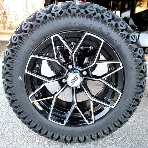 Terminator 48v Electric Golf Cart Four Seater - Massive Rims/Tires Flip Seat & Optionally Fully Loaded - Black Demo Model