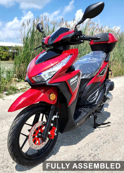 200cc 4 Stroke EFI Gas Moped Scooter W/ LED Lights - ZINGER 200 RED