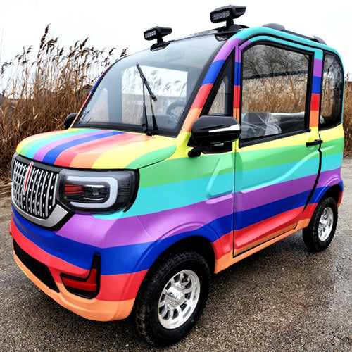 Coco Coupe Rainbow Edition 60v Electric 4 Seater Golf Cart LSV Car - Pride Ride