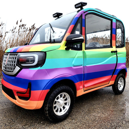 Coco Coupe Rainbow Edition 60v Electric 4 Seater Golf Cart LSV Car - Pride Ride