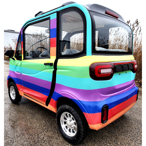 Coco Coupe Rainbow Edition 60v Electric 4 Seater Golf Cart LSV Car - Pride Ride