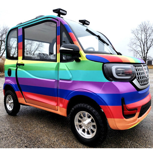 Coco Coupe Rainbow Edition 60v Electric 4 Seater Golf Cart LSV Car - Pride Ride