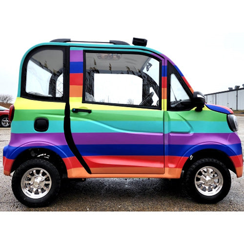 Coco Coupe Rainbow Edition 60v Electric 4 Seater Golf Cart LSV Car - Pride Ride