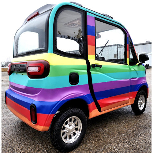 Coco Coupe Rainbow Edition 60v Electric 4 Seater Golf Cart LSV Car - Pride Ride