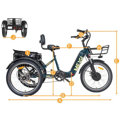DWMEIGI MG2302-SILVERADO Urban Electric Trike 48V 750W 13Ah, up to 50 Mile Range -100% Financing Available!