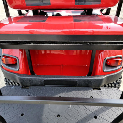 New 48v Electric Golf Cart Lifted & Loaded eMACHINE - RED Street Ready Light Package & Flip Seat