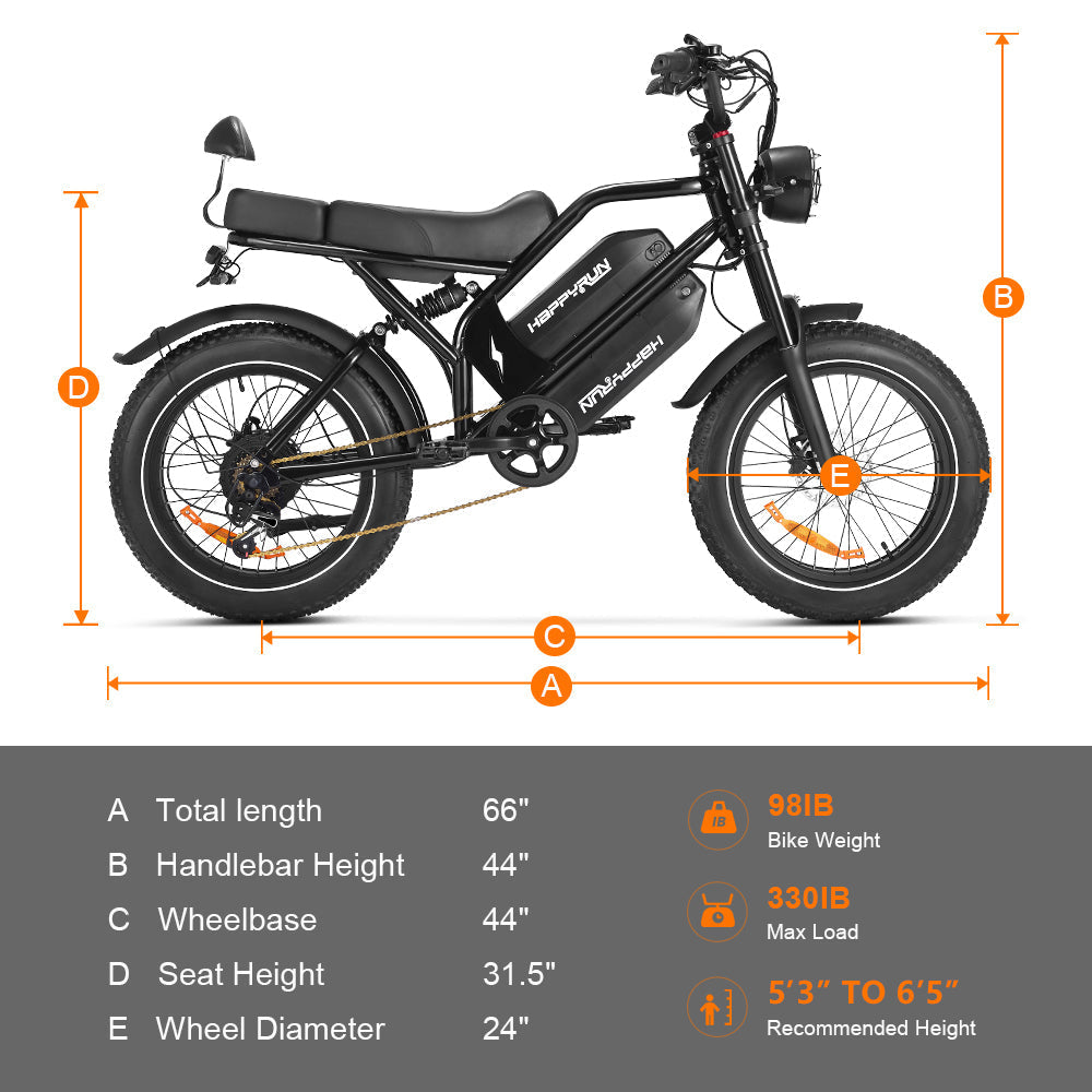 HappyRun | G70 Electric Cargo Bike 2000W Dual Battery, Long Range