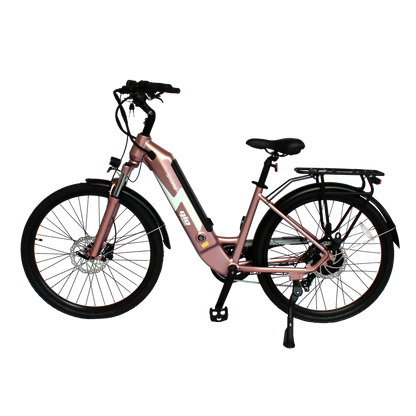 GIO STORM STEP-THRU ELECTRIC BIKE ROSE GOLD WITH INTEGRATED SAMSUNG BATTERY - 48V 13Ah 500W, top speed 20 mph, range 46 miles - 100% FINANCING AVAILABLE!