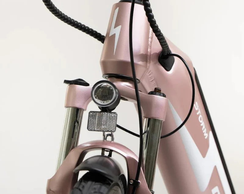 GIO STORM STEP-THRU ELECTRIC BIKE ROSE GOLD WITH INTEGRATED SAMSUNG BATTERY - 48V 13Ah 500W, top speed 20 mph, range 46 miles - 100% FINANCING AVAILABLE!