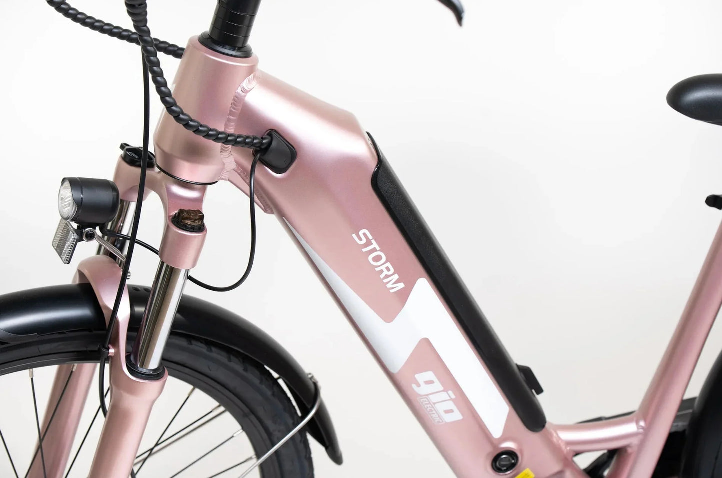 GIO STORM STEP-THRU ELECTRIC BIKE ROSE GOLD WITH INTEGRATED SAMSUNG BATTERY - 48V 13Ah 500W, top speed 20 mph, range 46 miles - 100% FINANCING AVAILABLE!