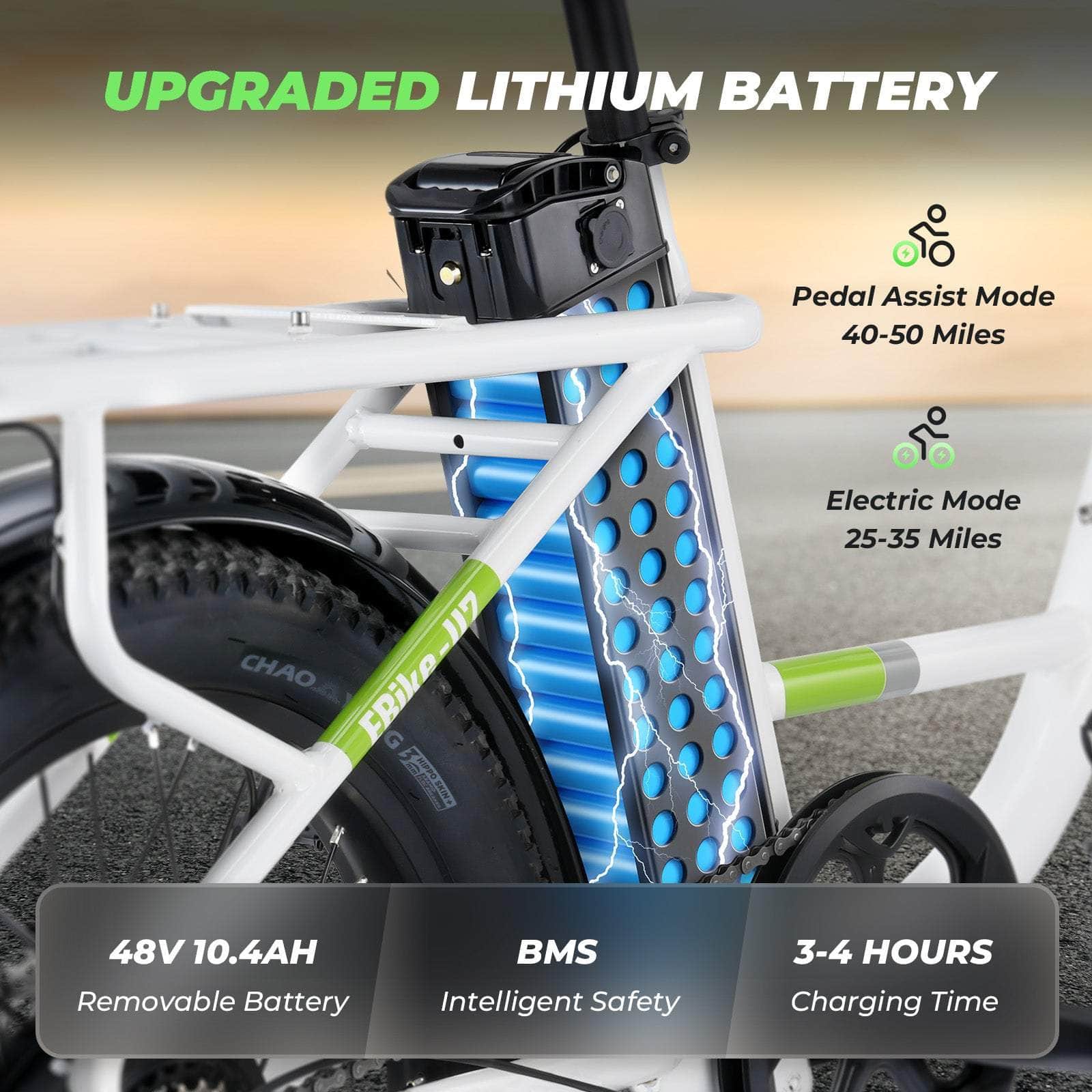 isinwheel U7 500W Electric Cargo Bike - 48V 10.4Ah Battery 7 Speed - 100% Financing Available!