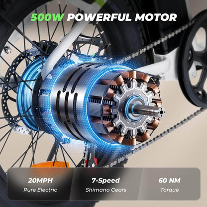 isinwheel U7 500W Electric Cargo Bike - 48V 10.4Ah Battery 7 Speed - 100% Financing Available!