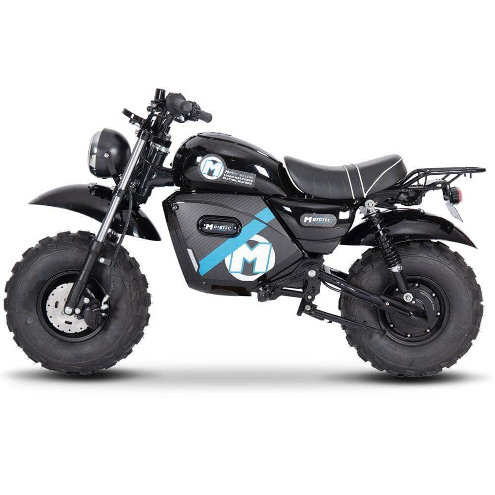 MotoTec 60V 1500W Electric Powered Mini Bike Lithium - brushless hub motor, twist throttle, all-terrain, hydraulic brakes, full suspension, max load 220 lbs - 100% Financing Available!