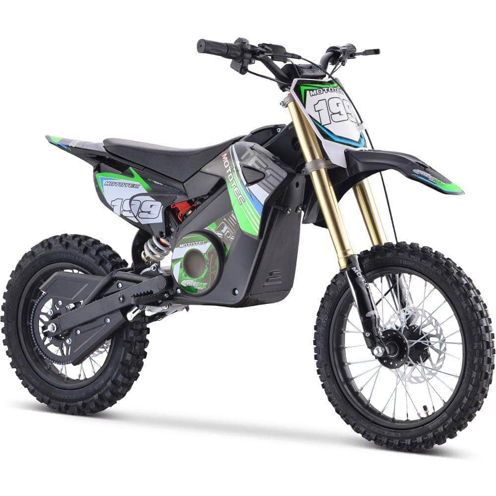 MotoTec 48V Pro Electric Dirt Bike 1800w Lithium, 13Ah, brushless, front and rear suspension